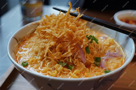  Khao Soi: Uma Sinfonia Picante e Cremosa de Macarrão, Carne e Leite de Coco!