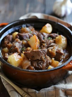  Lancashire Hotpot: Uma explosão de sabores ricos e aconchegantes em um delicioso ensopado de carne!